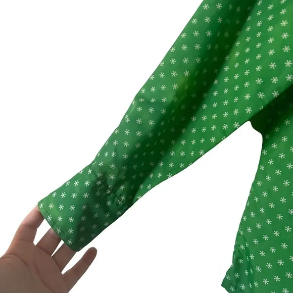 Vintage 1970’s Groovy Flower Print Button Down Top Green Size Small - Picture 5 of 11